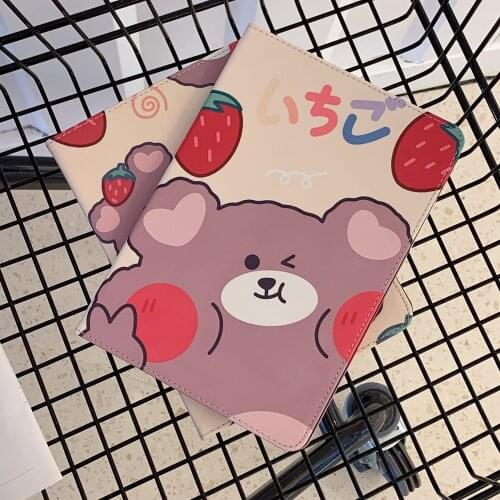 Lovely Strawberry Bear Rabbit Soft Tablet Protective Case For iPad Air 1 2 3 Mini 4 5 Pro 2017 2018 2019 2020 Cover