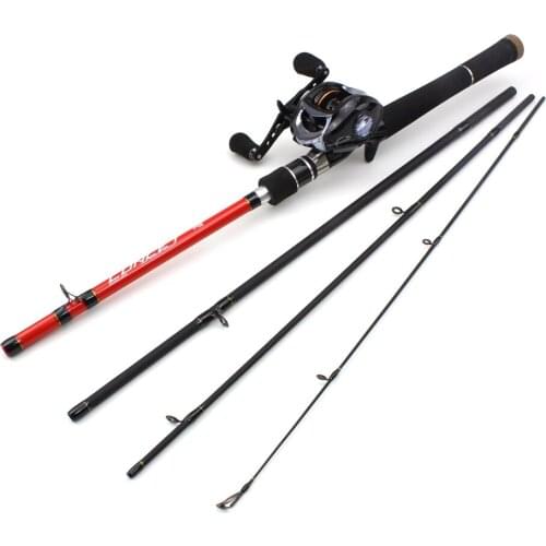 New Fishing Tackle set Carbon Fiber Casting Fishing Rod and Casting Reels 4 Section Travel Lure Rod Fishing Tackle Accessories