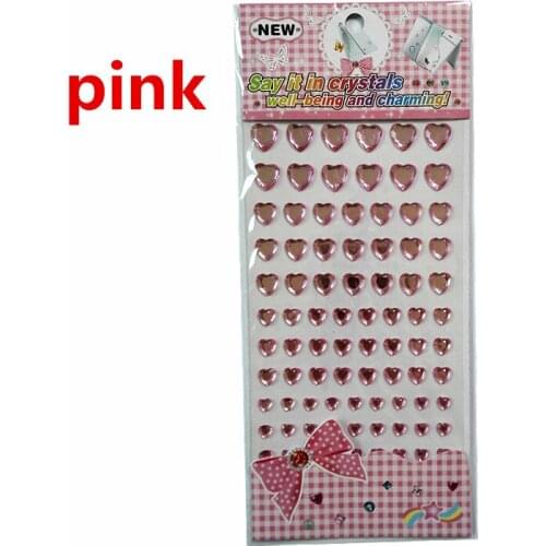 Childrens toy stickers Pink Crystal Heart Rhinestones Self Adhesive Phone Stickers Scrapbooking Screen car decoration Sticker