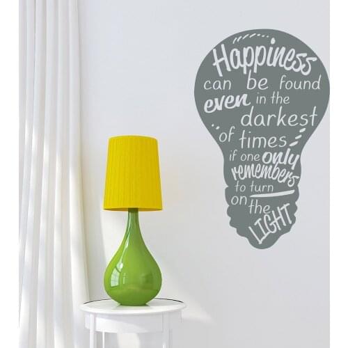Quote Wall Decals. Happiness can be found Wall Art. Light Bulb Decal. Motivation Sticker For Home. Wall Decals Nursery SK38