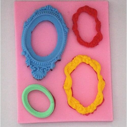 New Food use grade sugarcraft ASSORTed Vintage oval mirror Silicone Mould, Sugarcraft Food Grade Icing lace Mold