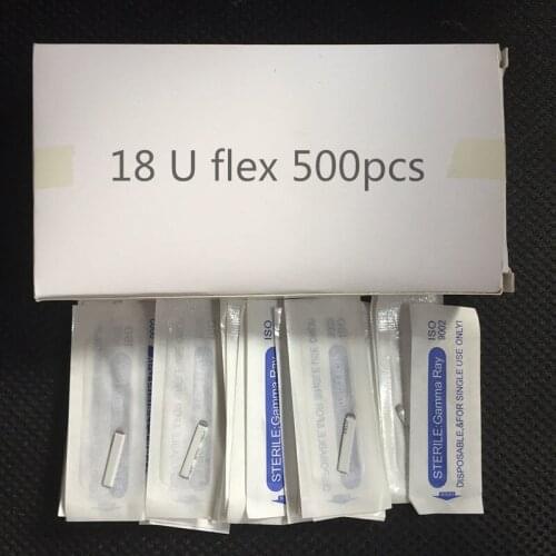 Wholesale 0.20mm 12 14 16 18 U Shape Tattoo Eyebrow Needle Manual Needle Blade 3D Embroidery 500pcs Black Microblading blades