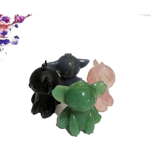 Natural Hand Crafts Lovely Cartoon Character Crystal Carving For Home Decoration LJ