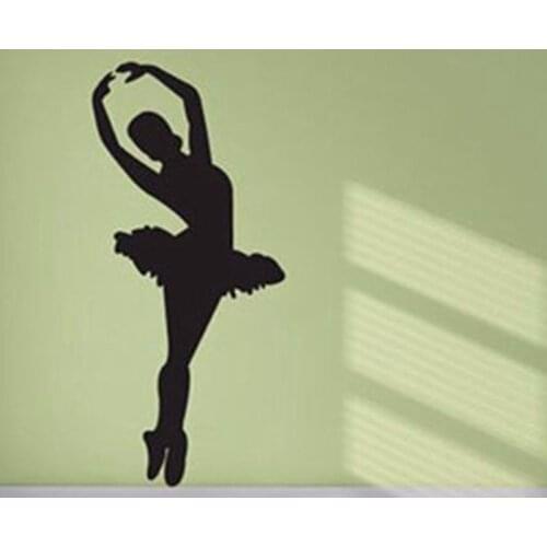 Ballet Dancer Silhouette Removable Vinyl Wall Art girls room wall sticker dancing dancers ballerina dancer dance studio H301