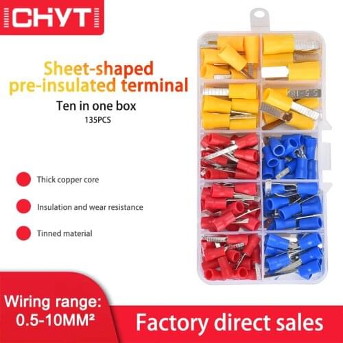 Mixed DBV Sheet Pre-insulated Wiring Terminal 0.5-10 Square Air Switch Plug-in Cold Pressed End Copper Nose Box
