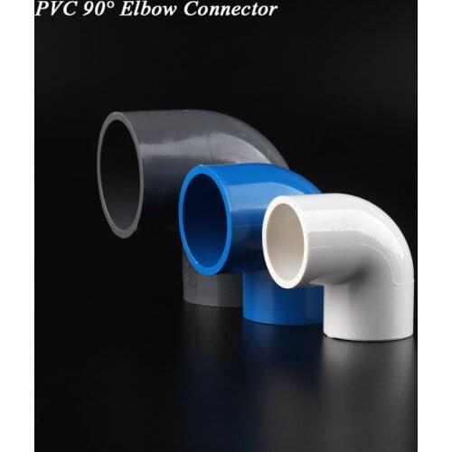 2Pcs PVC Connector 20 25 32 40 50 63mm 90Degree Water Supply Pipe UPVC Elbow Plastic Joint Garden Irrigation Water Pipe Fittings