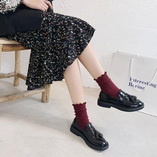 Womens flat shoes Classic black loafers spring autumn style lace-up shallow slip non-slip sweet elegant wild women shoes U29-37
