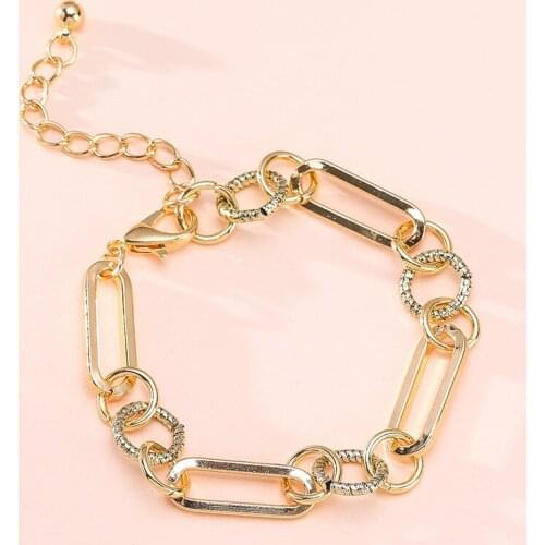 ORNAPEADIA Jewelry Simple Fashion Metal Chain Bracelet for Women Ins Retro Roman Style Gold-plated Bracelet Jewelry Wholesale