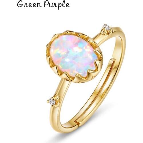 Green Purple Real 925 Sterling Silver Rings For Women Synthetic Opal Minimalism Anelli Punk Aneis Boho Anillos Rings for Women
