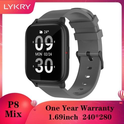 LYKRY 2021 P8 Mix 1.69 Inch Smart Watch Men Heart Rate Monitor IP67 Waterproof Women Smartwatch Fitness Tracker for Android IOS