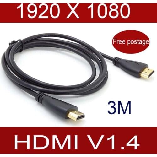10pcs 9FT 3meter HDMI V1.4 Gold Plated Connector Cable 1080P 3D for HDTV DVD