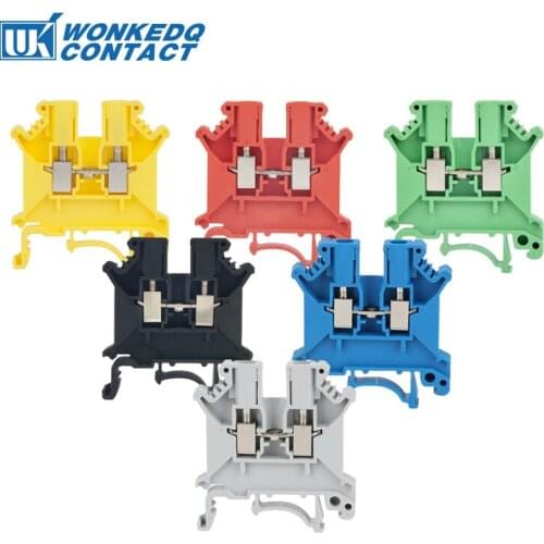 10Pcs UK3N UK3 Multi-Color Screw Feed-through Universal Plug Connductor Wire Electrical Connector Din Rail Terminal Block UK 3N
