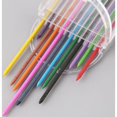 12Pcs 2.0 mm Mechanical Pencil Colors 2B Lead Refills Draft Drawing Writing Crafting Art Sketching School Stationery Office