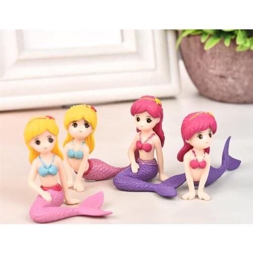 4pcs/set mini home sexy mermaid fairy tale garden crafts resin model of moss decoration glass container figure statue