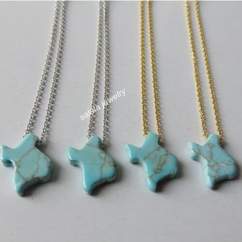 50pc/lot 12mm 925 Sterling Silver TEXAS Island Necklace & Pendant Texas Necklace Synthetic TEXAS Map Necklace
