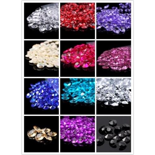 500 pcs /lot 12mm Acrylic Crystals Diamond Table Scatter Confetti Crystals Acrylic Confetti Wedding Party Decoration 13 Colors