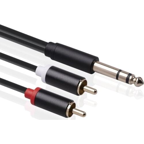 6.35 To 2RCA Lotus Audio Cable Full Copper Conductor Gold-plated Head Large Three-core Stereo Mixer, Power Amplifier