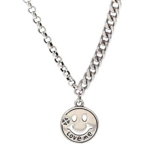 925 Sterling Silver Sweet Smile Face Simple Design Ladies Pendant Necklace Jewelry For Women Sweater Chain Birthday Gift