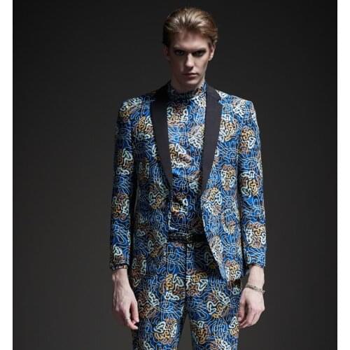 Free Shipping mens male man printed suit blazer BY183106064