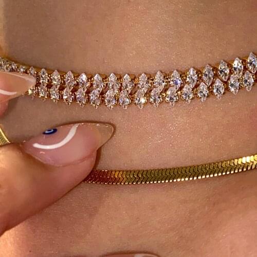 2021 Dazan New 18k Gold Jewelry Herringbone Fashion Zodiac Sign Africa Stainless Steel Jewelry Necklace Trendy Choker Cubana