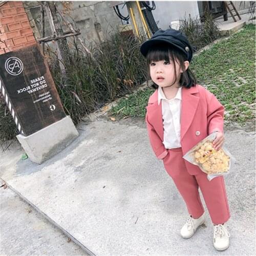 Girls Kids 2019 New Spring Autumn Clothing Set Elegant Jacket+Long Pant,Girls baby 2pcs Clothes Children Overwear
