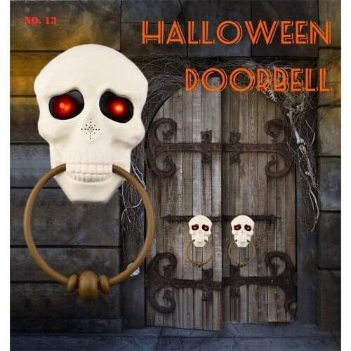 Halloween Doorbell LED Electric Skull Trick Doorbell Decoration Ghosts Day Glowing Hanging Door Doorbell Eyeball Bell Decoration