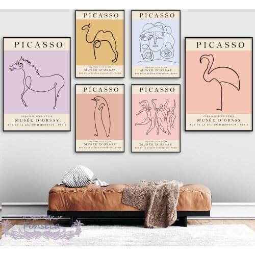Canvas Painting Living Room Wall Decor Classic Picasso Animal Human Face Body Graphic Poster Abstract Flamingo Penguin Picture