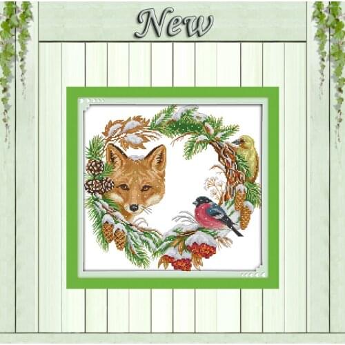 The fox and the garland diy decor paintings counted printed on canvas DMC 14CT 11CT Cross Stitch Needlework Sets Embroidery kits