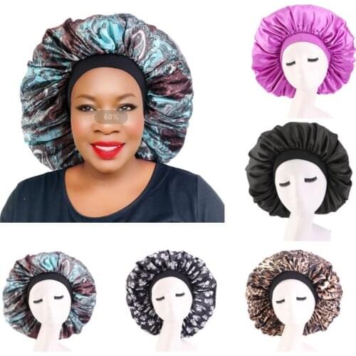 New Extra Large Satin Bonnet Women Silky Hair Styling Care Hat Lady Night Sleep Cap Fashion Head Wear Headwrap Hair Accessories