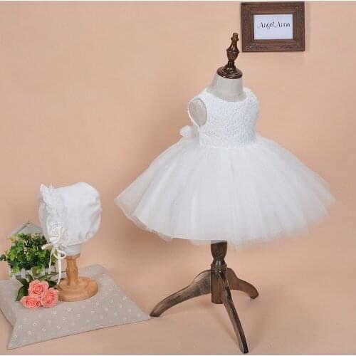 New 2016 Baby Girl Dresses tutu dress 1 year girl baby birthday dress Newborn Christening Gown Lace Baptism Dresses with hat