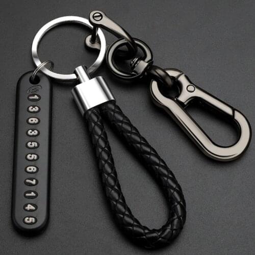New Anti-Lost Car Key Chain Phone Number Card Keyring Phone Number Plate Key Ring Auto Vehicle Key Ring Car Accessories Keychain