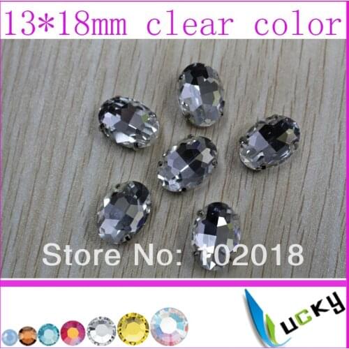 New! Free Shipping! Oval Shape Crystal Fancy Rhinestone 100pcs 13*18mm Clear Color Point Back crystal Beads with metal Claw