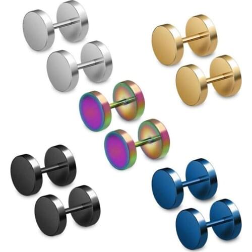 Wholesale Fashion Black Steel Stainless Steel Earrings Women Mens Barbell Dumbbell Punk Gothic Stud Earring For men