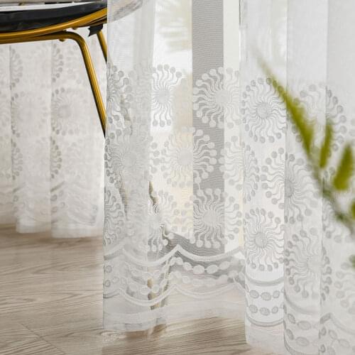 Embroidery Floral Sheer Curtains For Living Room Drapes Modern White Voile Tulle Curtain Window Screen Cotton Bedroom Panels