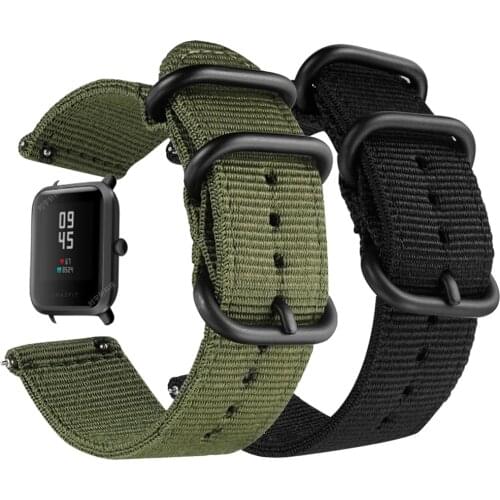 Nylon canvas wrist Strap for Xiaomi huami Amazfit Bip Stratos 2/2S PACE GTR 42/47MM Watch Band for Samsung Gear S3 S2 bracelet