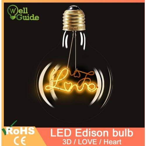 Retro incandescent edison bulb led filament G125 G95 ST64 A60 110V 220V E27 led bulb 3D Decoration vintage glass lighting decor