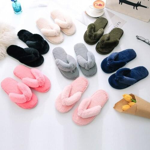 Fashion new womens shoes plush slippers winter home floor mopping flat bottom non-slip wear-resistant comfortable flip-flops