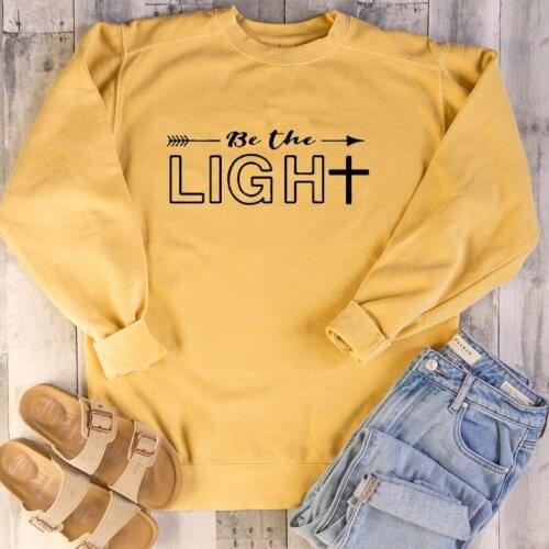 Skuggnas New Arrival BE THE LIGHT Fashion Jumper Unisex Tumblr Sweatshirt Long Sleeved Casual Tops Drop Shipping