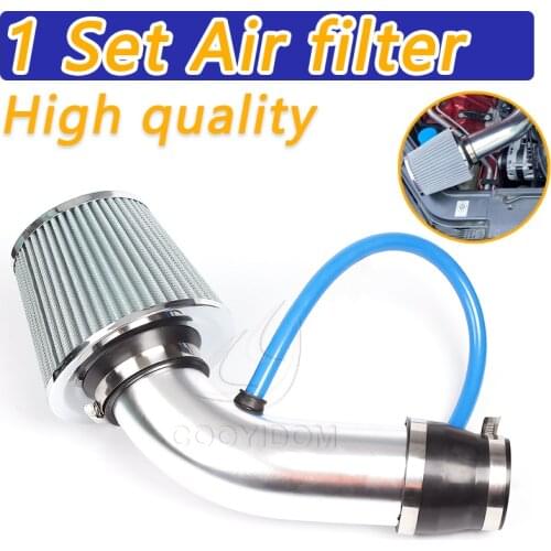 COOYIDOM 1Set Universal 3 Inch Car Cold Air Intake Filter Aluminum Induction Kit Pipe Hose System Silver filtro Car styling