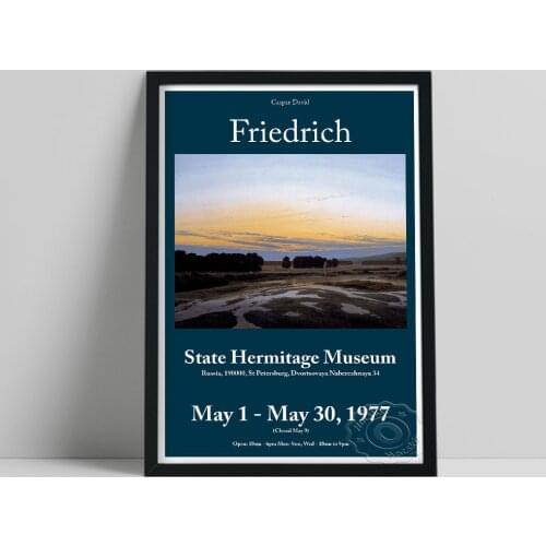 Caspa David Fridrich Vintage Exhibition Poster, Fridrich The Grosse Gehege Near Dresden Painting, German Romanticism Wall Art