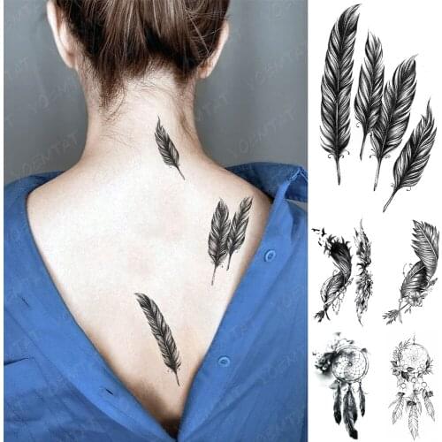 Waterproof Temporary Tattoo Sticker Ankle Feather Wings Flash Tatoo Flying Bird Hand Wrist Fake Tatto For Body Art Women Men