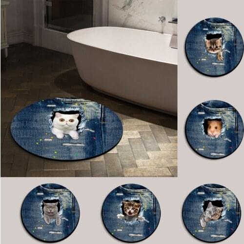 High quality carpet cute cat creative trend 3D pattern 60*60cm pad hole cowboy cat foot cushion door mat bathroom mat rug CL0402