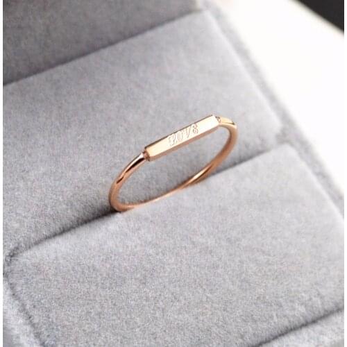 Martick Woman Statement Rings 316L Stainless Steel Square Bar With Love Letters For Couple Lovers Europe Bijoux R29