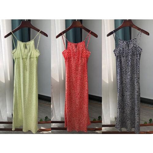 Women Dress Floral Print Viscose Midi Sling Dress