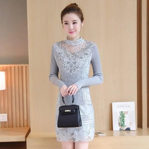 Winter Increase Down Lace Unlined Garment Long Sleeve Stand Lead Long A All-match Unlined Upper Garment Autumn And Winter