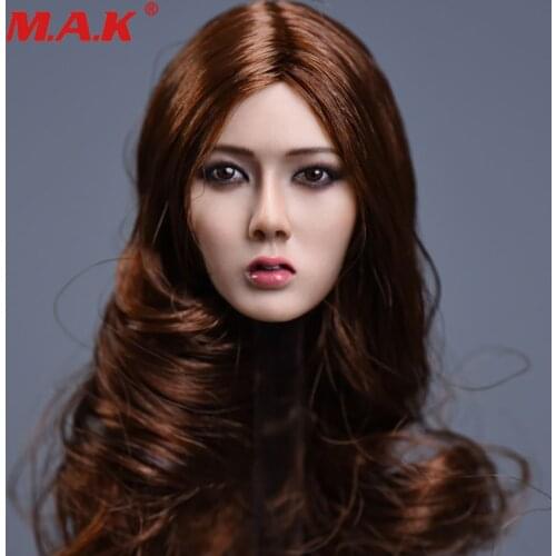 1:6 Scale Female Head Sculpt Beauty Brown Hair Black Hair For 12" action Dolls