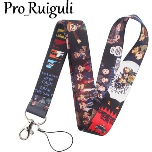 30pcs Supernatural SPN Lanyard Keys Phone Holder Funny Neck Strap With Keyring ID Card DIY Animal webbings ribbons Hang Rope