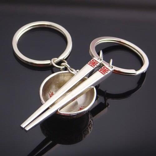 FREE SHIPPING by FEDEX 100pairs/lot New Chinese Style Bowl and Chopsticks Keychains Metal Couple Keyrings for Wedding Gifts