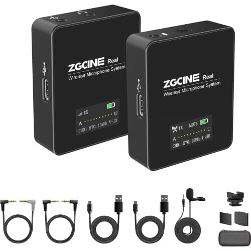 ZGCINE GO 1V1 uhf Wireless Lavalier Microphone Compact Wireless Microphone System Transmitter and Receiver for Video Recording