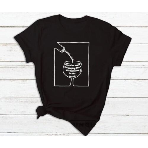 A bottle of wine contains more philosophy T-Shirt camisetas cotton aesthetic vintage grunge graphic women unisex tshirt top tee